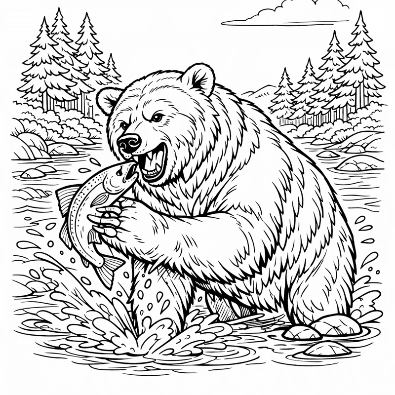 Bear Coloring Page — A Bear Cub Climbing A Tree