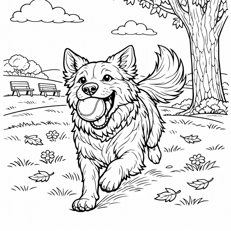 Free printable coloring page: Object Only: A Cute Dog With Clean Outlines, No Background, for ages 7-12