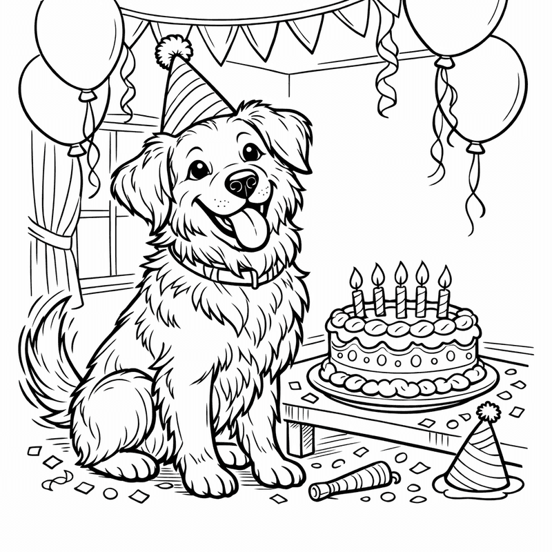 Free printable coloring page: A Puppy Sitting With Head Tilted And One…, for ages 7-12