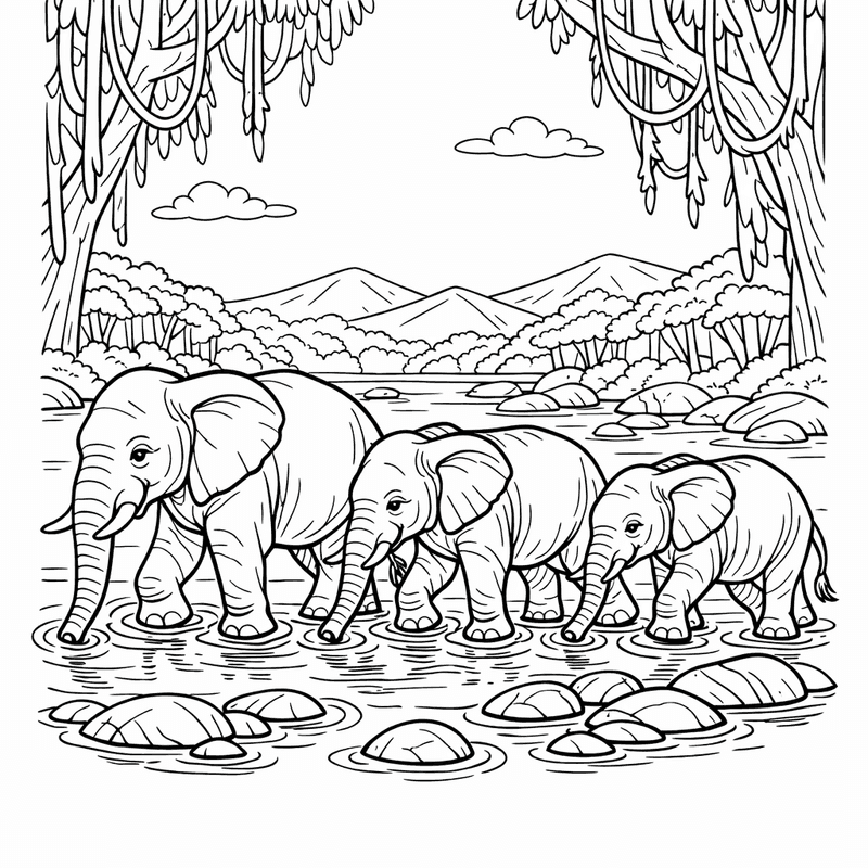 Free printable coloring page: Object Only: A Cute Elephant With Clean Outlines, No Background, for ages 7-12