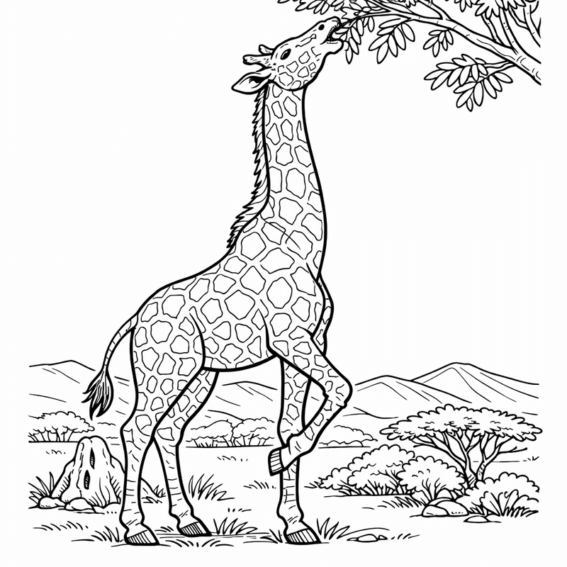 Free printable coloring page: A Giraffe Peeking Over A Fence In A Zoo, for ages 7-12