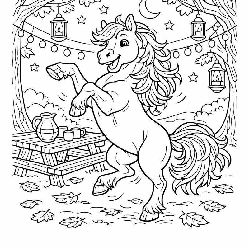 Free printable coloring page: A Horse Jumping Over A Fence, for ages 7-12