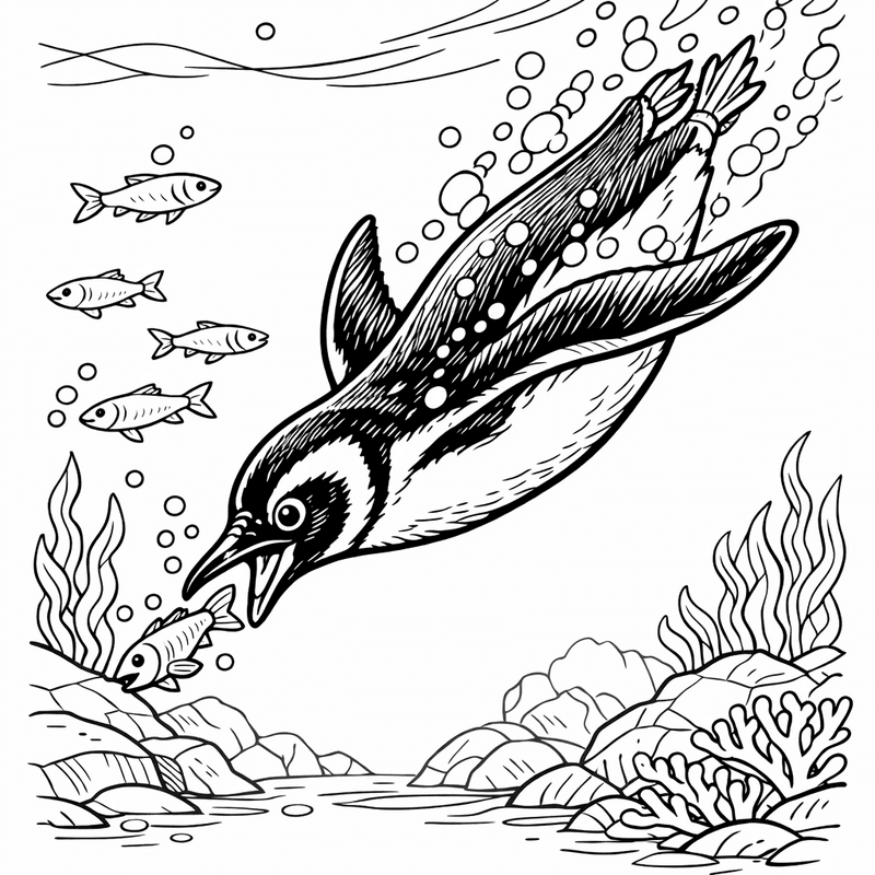 Free printable coloring page: A Penguin Standing On An Iceberg Looking At The Ocean, for ages 7-12