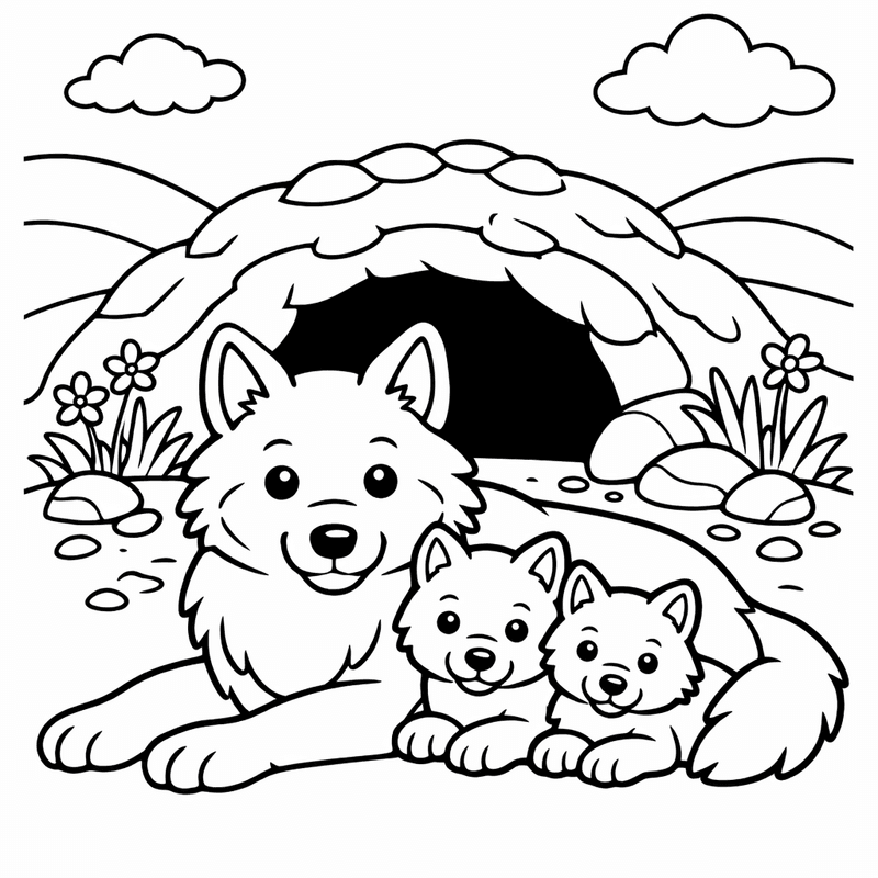 Wolf Coloring Page — A Wolf Howling At The Moon On A…