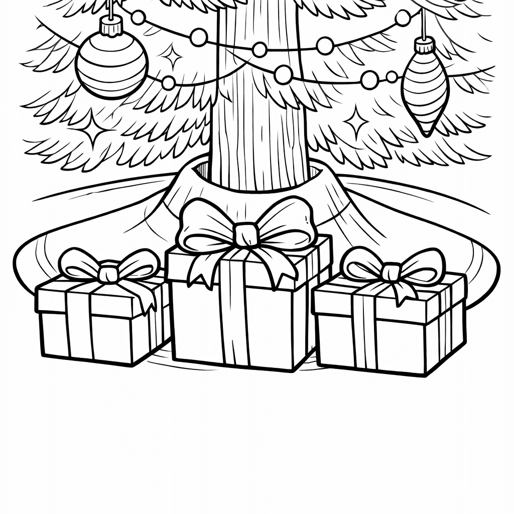 Free printable coloring page: Gift And Ribbon, for ages 7-12