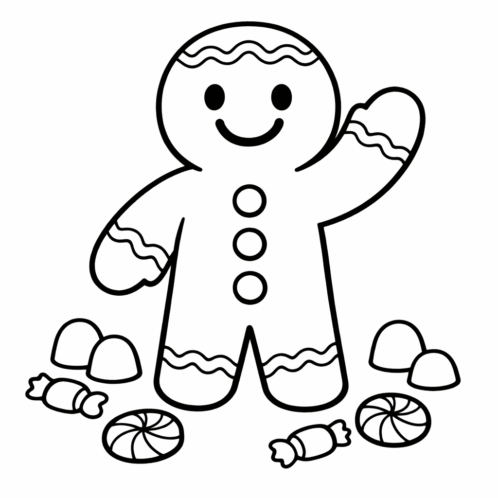 Free printable coloring page: Gingerbread House, for ages 3-6