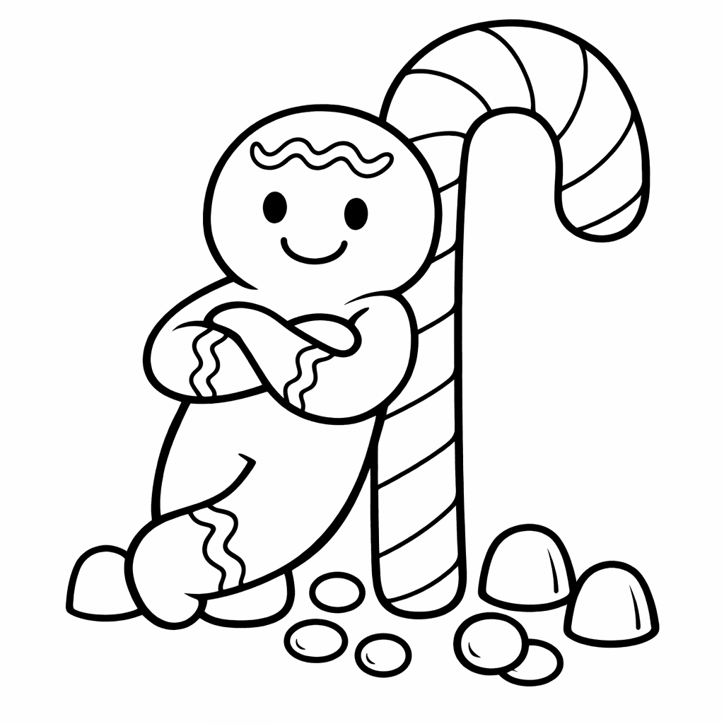 Free printable coloring page: Gingerbread Man, for ages 3-6