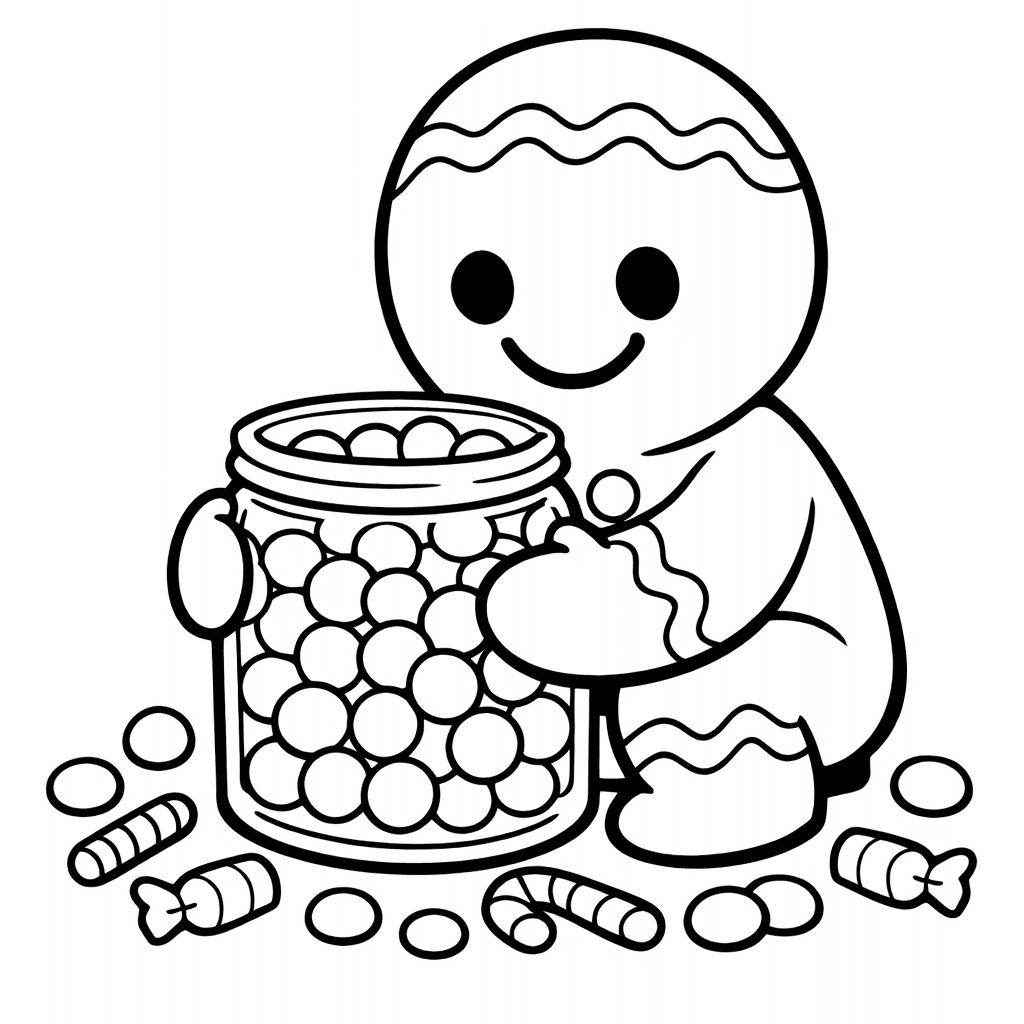 Free printable coloring page: Gingerbread Outline, for ages 3-6