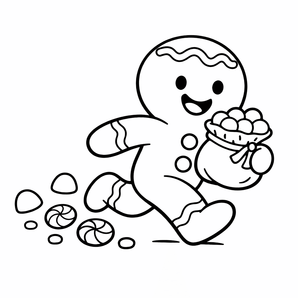 Free printable coloring page: Gingerbread House, for ages 3-6