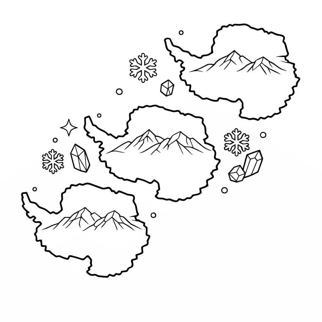 Free printable coloring page: Object Only: A Cute Antarctica With Clean Outlines,…, for ages 7-12