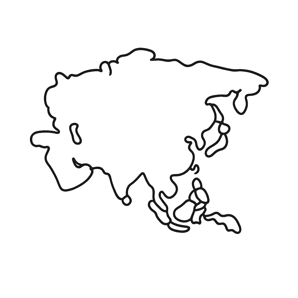 Asia Coloring Page — Continent Shape