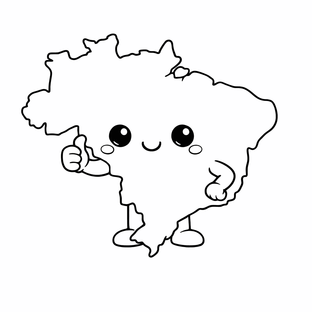 Free printable coloring page: Brazil Map Outline, for ages 7-12