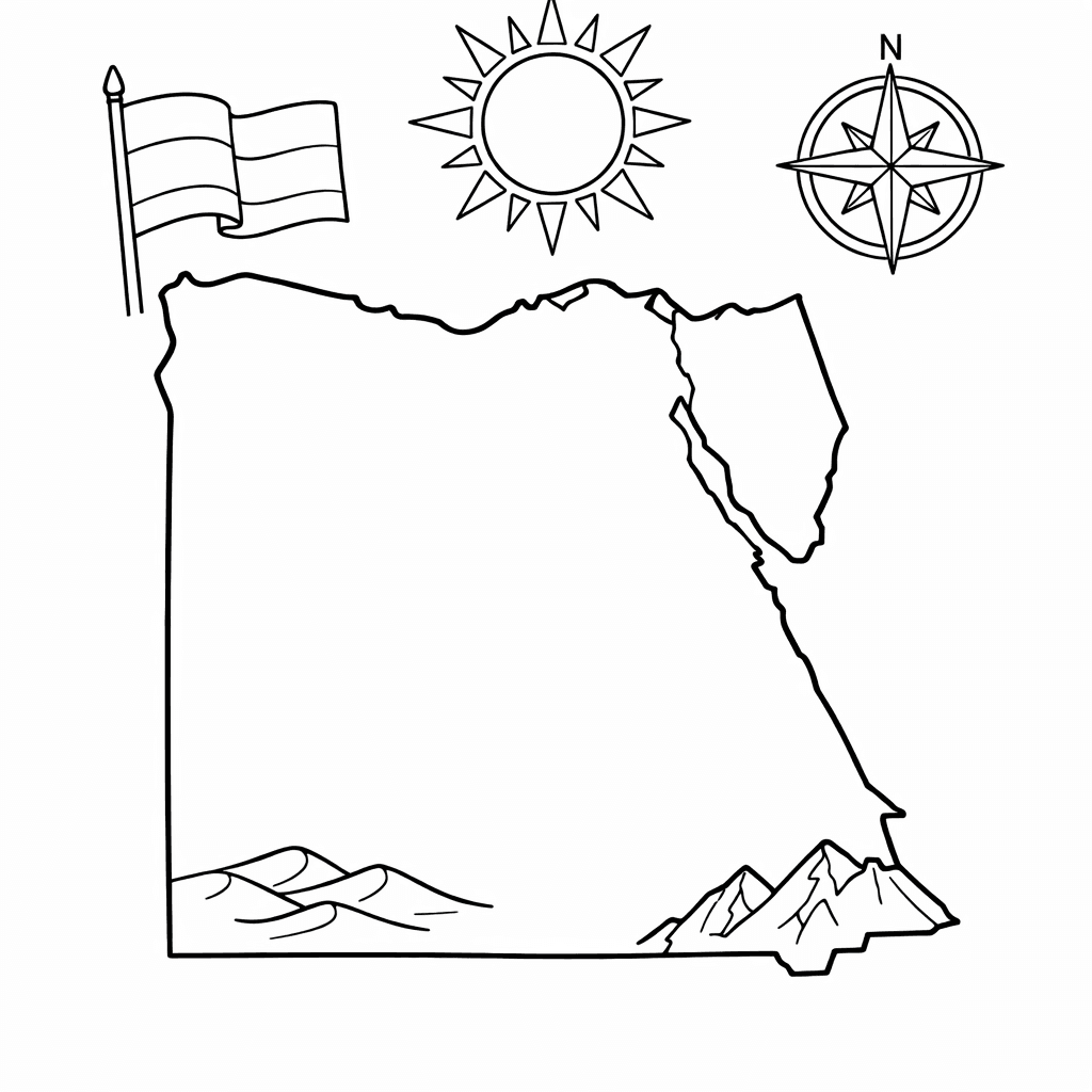 Egypt Coloring Page — Egypt Outline