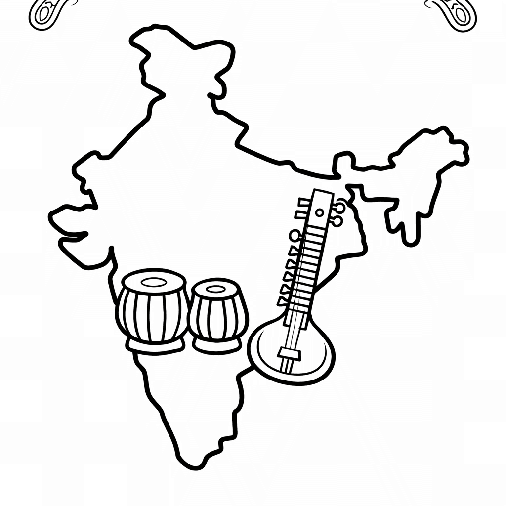 India Coloring Page — India Map