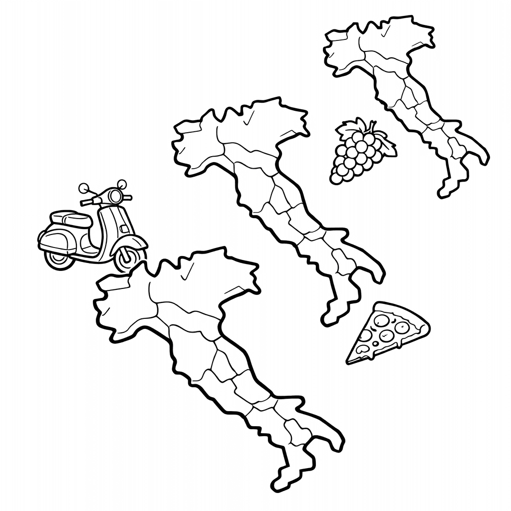 Italy Coloring Page — Italy Boot Shape