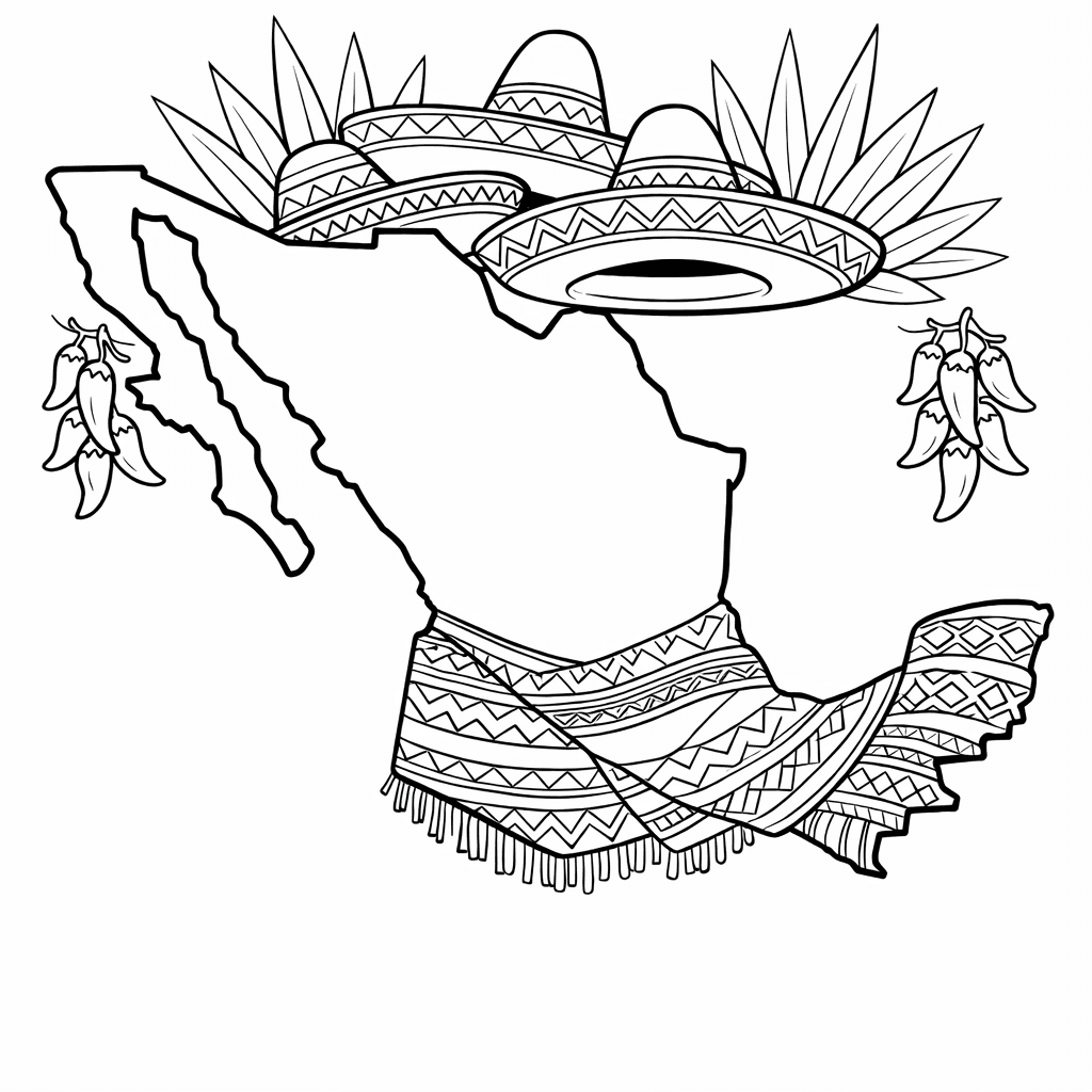 Mexico Coloring Page — Object Only: A Cute Mexico With Clean Outlines,…