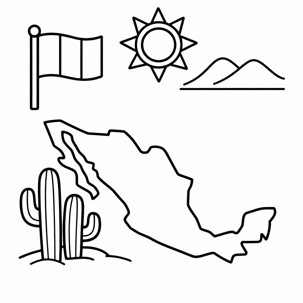 Mexico Coloring Page — Mexico Map Outline