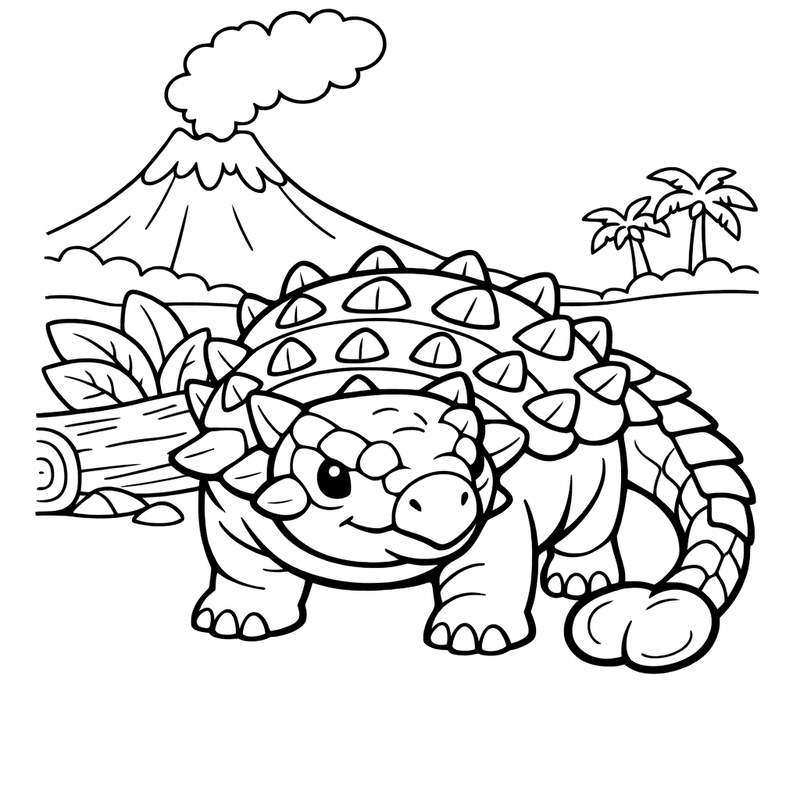 Free printable coloring page: Ankylosaurus Face, for ages 3-6