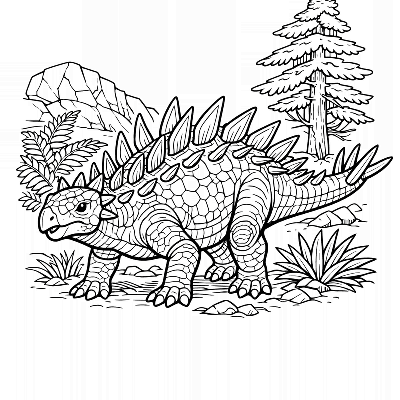 Free printable coloring page: Object Only: A Cute Huayangosaurus With Clean Outlines, No Background, for ages 7-12