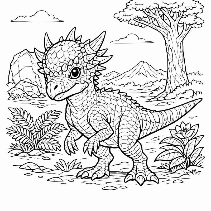 Free printable coloring page: Object Only: Two Or Three Stygimolochs Side By Side, Simple And Adorable, No Background, for ages 7-12