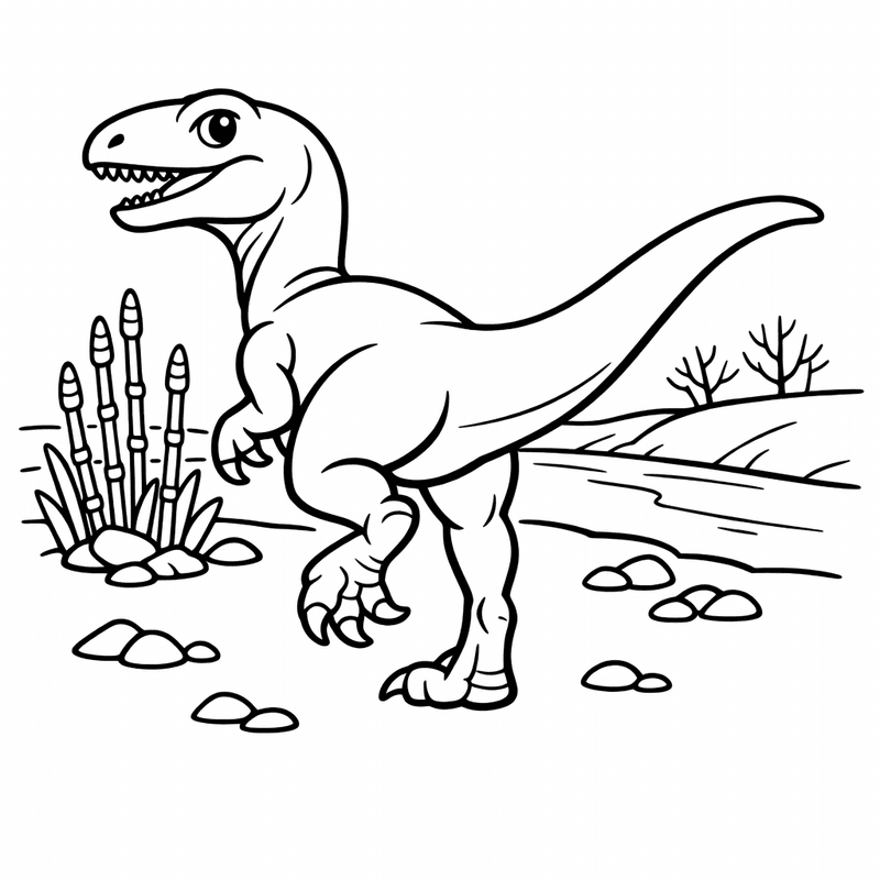 Free printable coloring page: Velociraptor Face, for ages 3-6