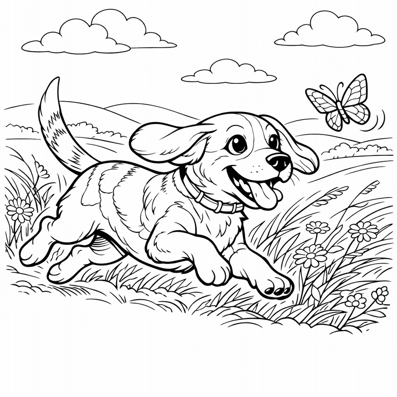 Free printable coloring page: A Beagle Sniffing The Ground On A Trail Following A Scent, for ages 7-12