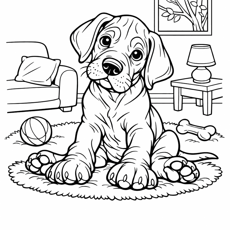 Free printable coloring page: A Great Dane Lying On A Couch Taking Up All The Space, for ages 7-12