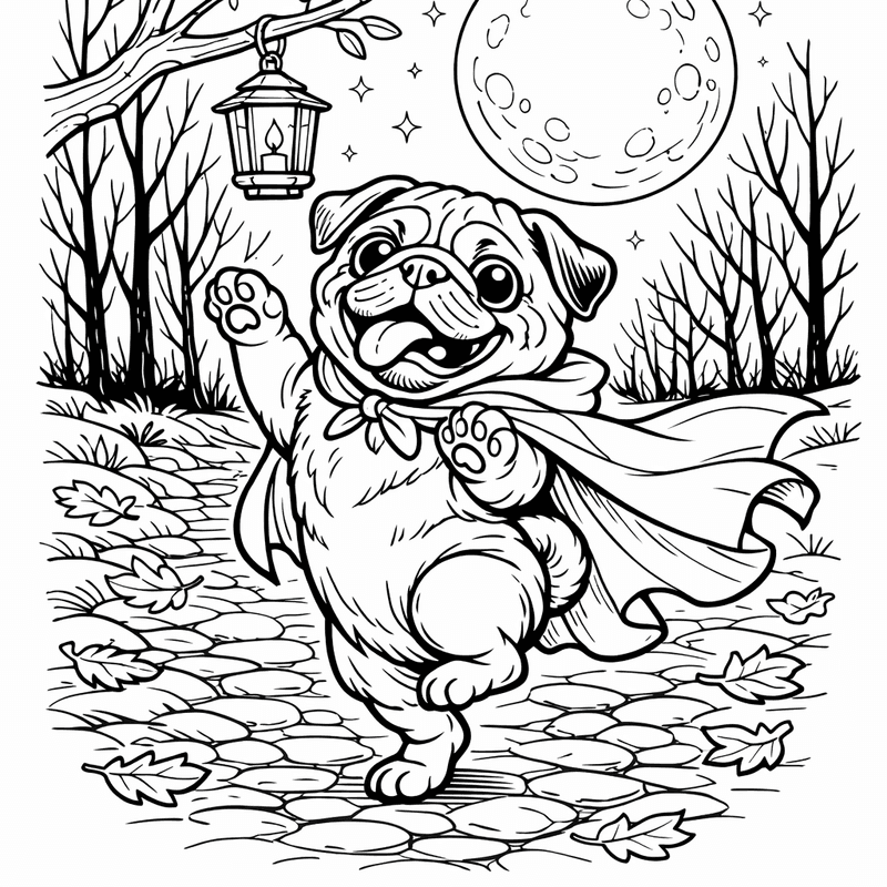 Free printable coloring page: Object Only: Two Pugs Sitting Together, No Background, for ages 7-12