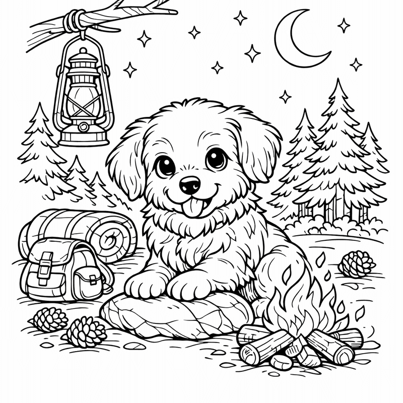 Free printable coloring page: A Generic Adorable Puppy With Big Eyes And Floppy Ears Sitting, for ages 7-12
