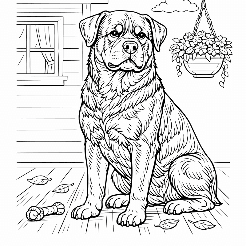 Free printable coloring page: Object Only: Two Rottweiler Puppies Together, No Background, for ages 7-12