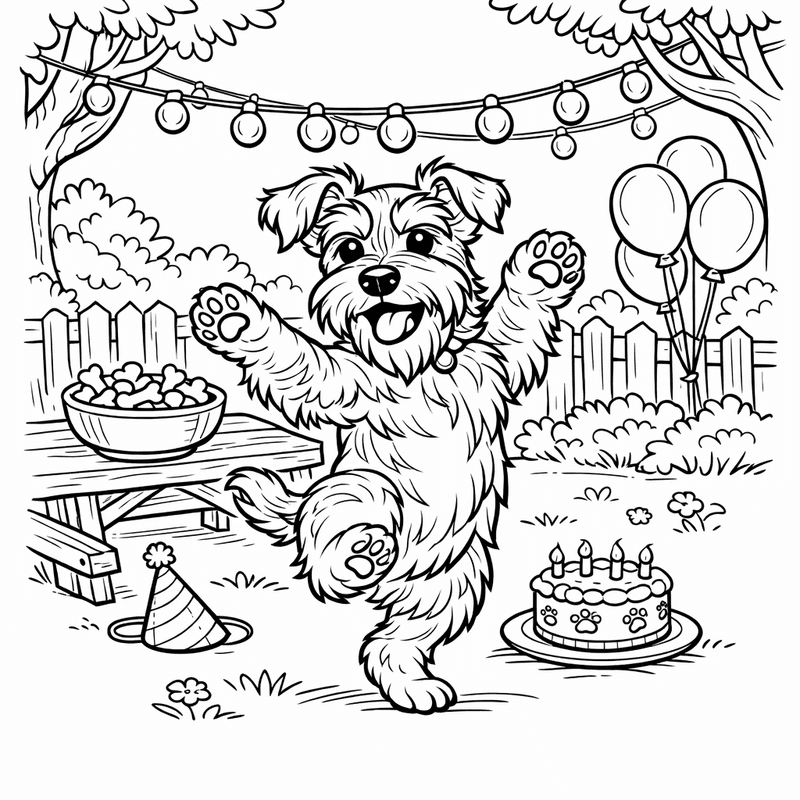 Free printable coloring page: A Schnauzer Getting Groomed At A Dog Salon, for ages 7-12