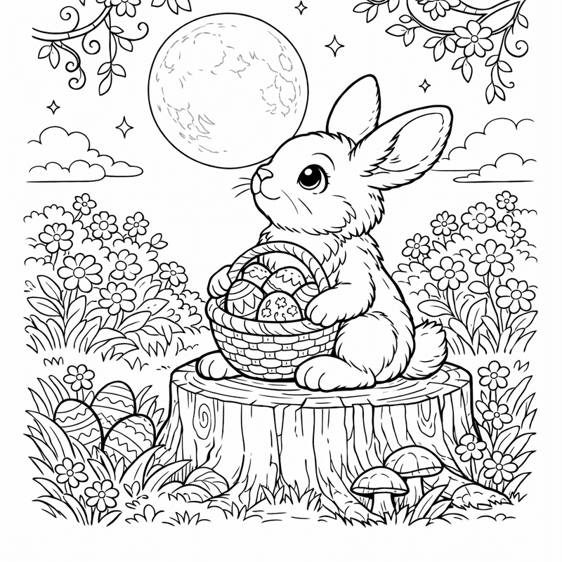 Free printable coloring page: An Easter Bunny With Big Floppy Ears Wearing A Bow Tie, for ages 7-12