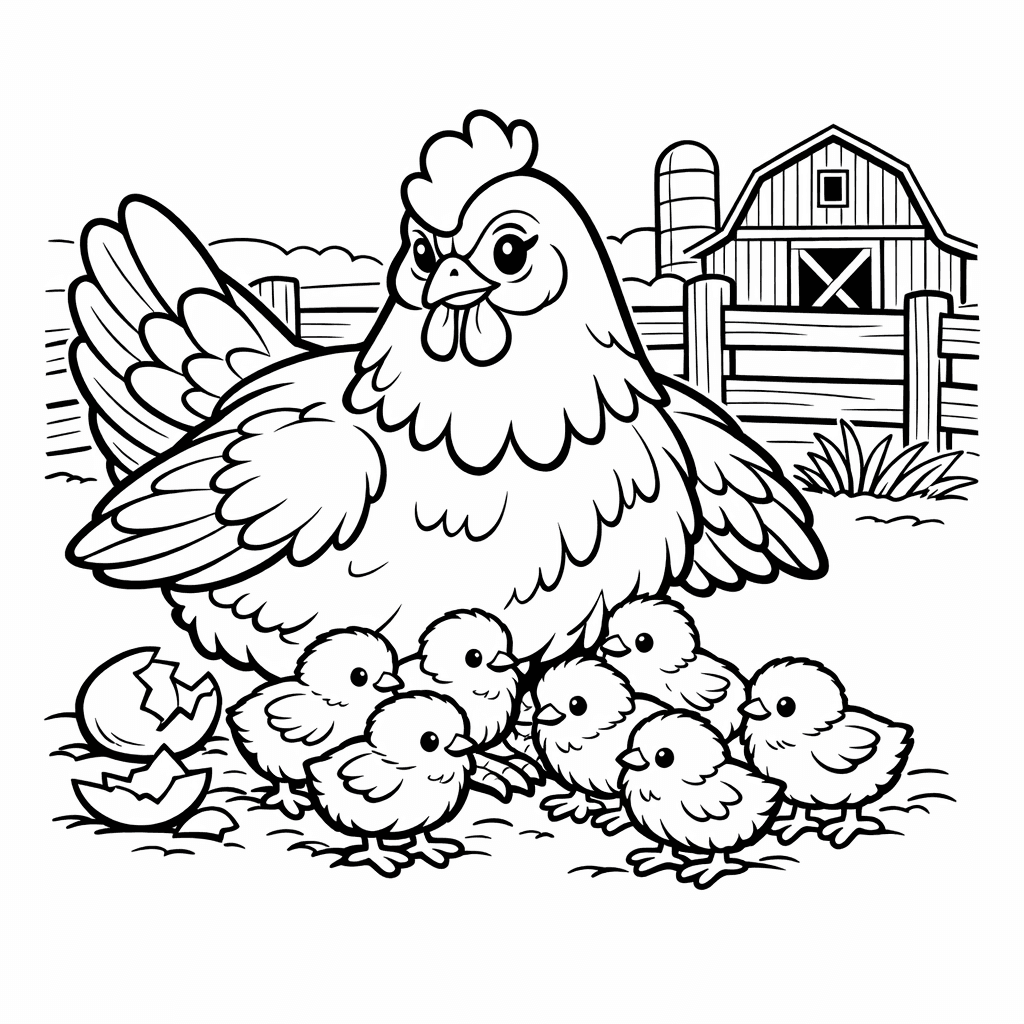 Free printable coloring page: Chicken Standing, for ages 7-12