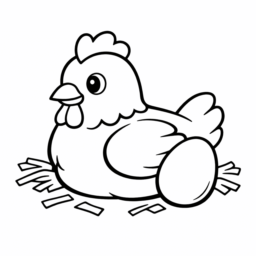 Free printable coloring page: Object Only: Two Or Three Chickens Side By Side, Simple And Adorable, No Background, for ages 3-6