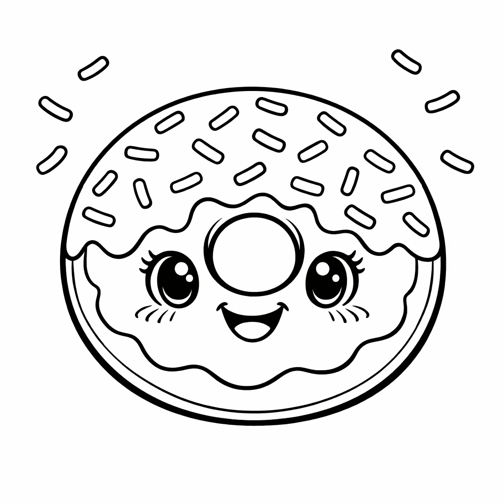 Free printable coloring page: Donut And Coffee, for ages 7-12