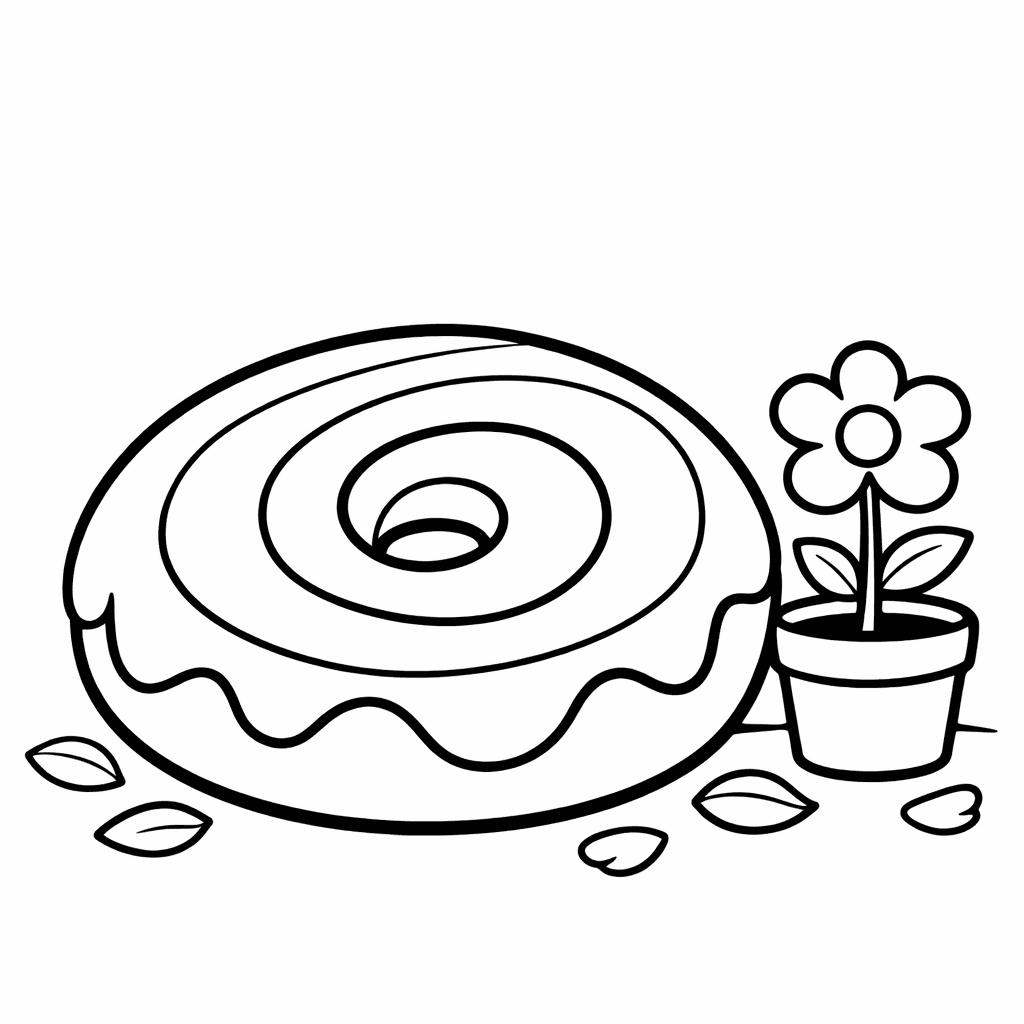 Free printable coloring page: A Donut Character Surfing On A Giant Wave., for ages 3-6
