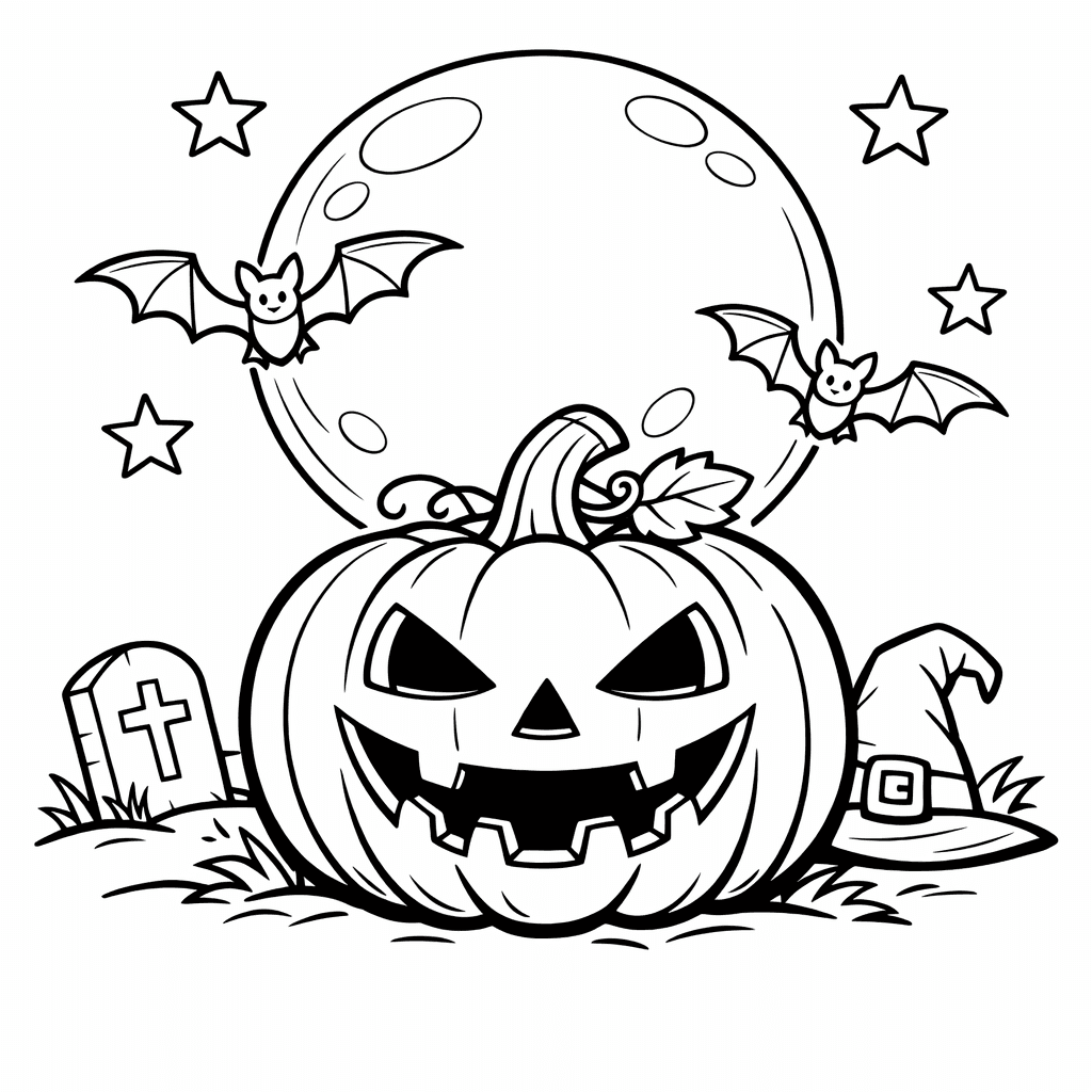Free printable coloring page: A Family Of Pumpkins Roasting Marshmallows Over A…, for ages 7-12