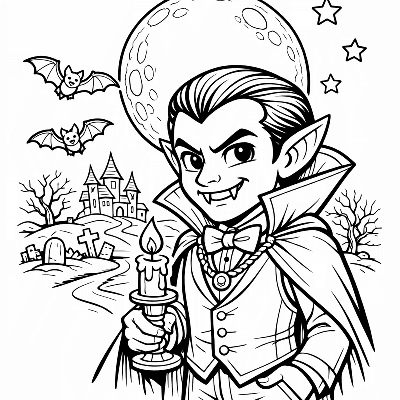 Free printable coloring page: Vampire Cape, for ages 7-12
