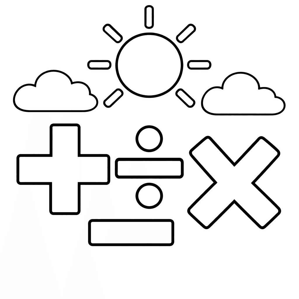 Algebra Basics Coloring Page — Simple Equation Format