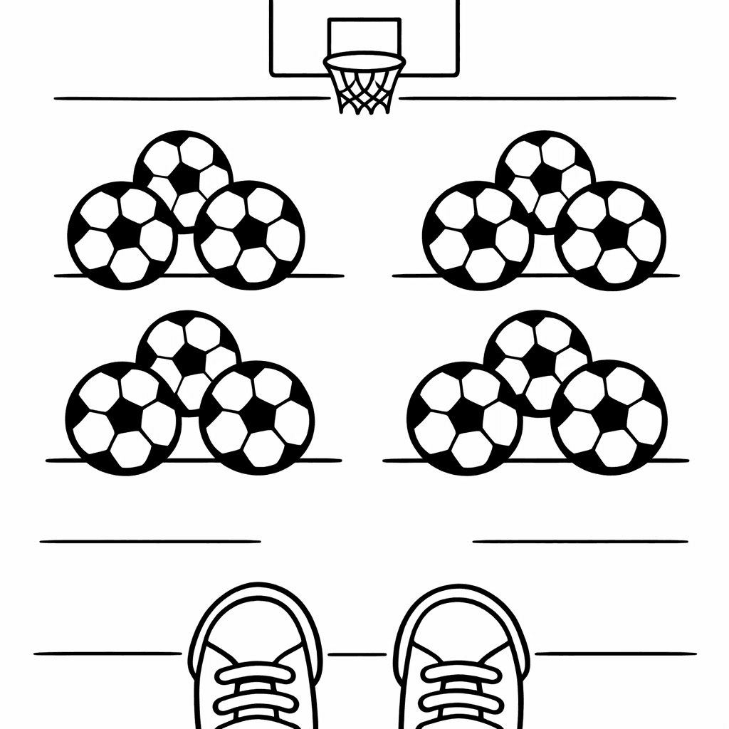 Free printable coloring page: Object Only: A Cute Multiplication With Clean Outlines,…, for ages 3-6