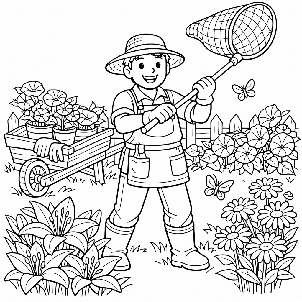 Free printable coloring page: Garden And Fence, for ages 7-12