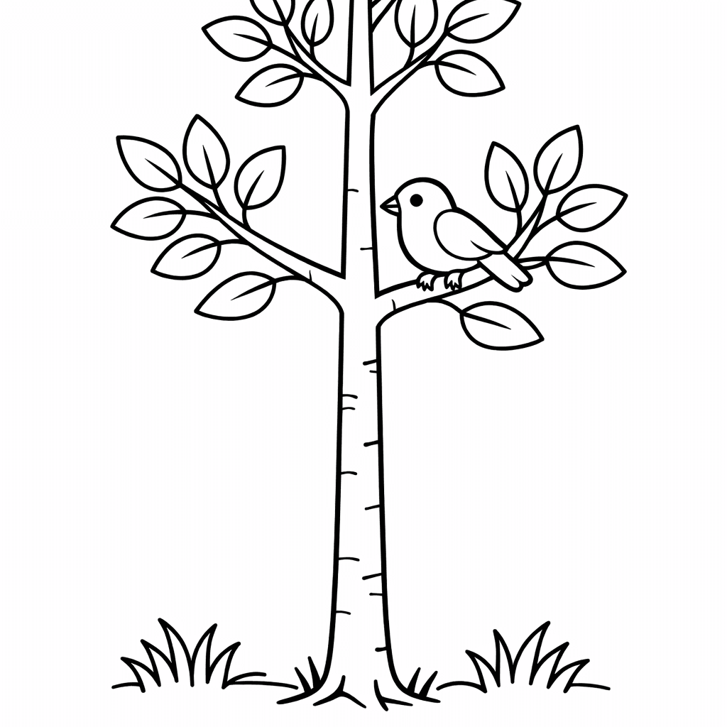 Free printable coloring page: Apple Tree, for ages 3-6