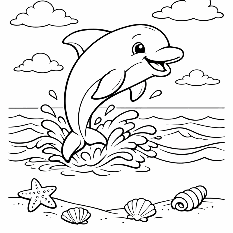 Dolphin Coloring Page — Two Dolphins