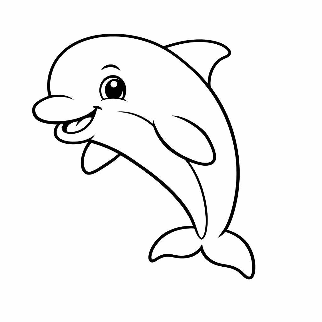 Dolphin Coloring Page — Dolphin Swimming