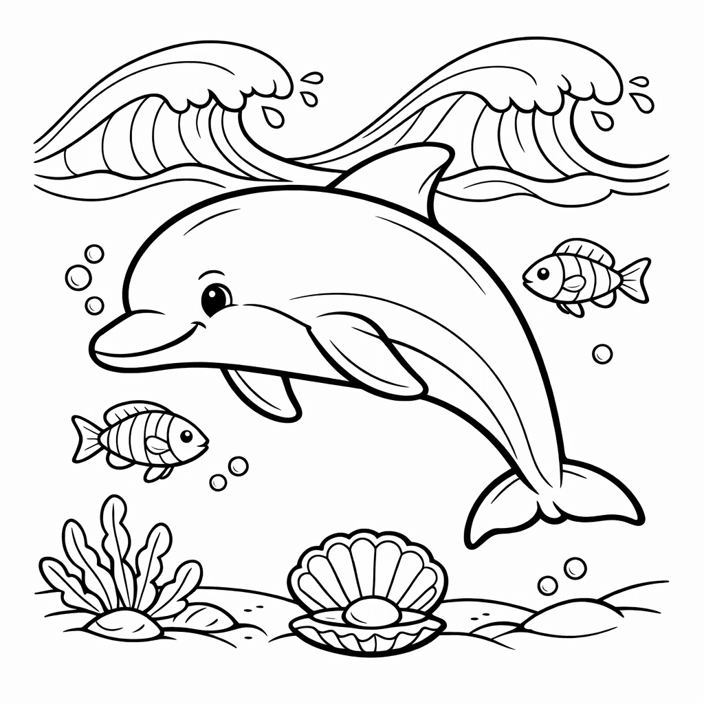 Dolphin Coloring Page — Dolphin Jumping