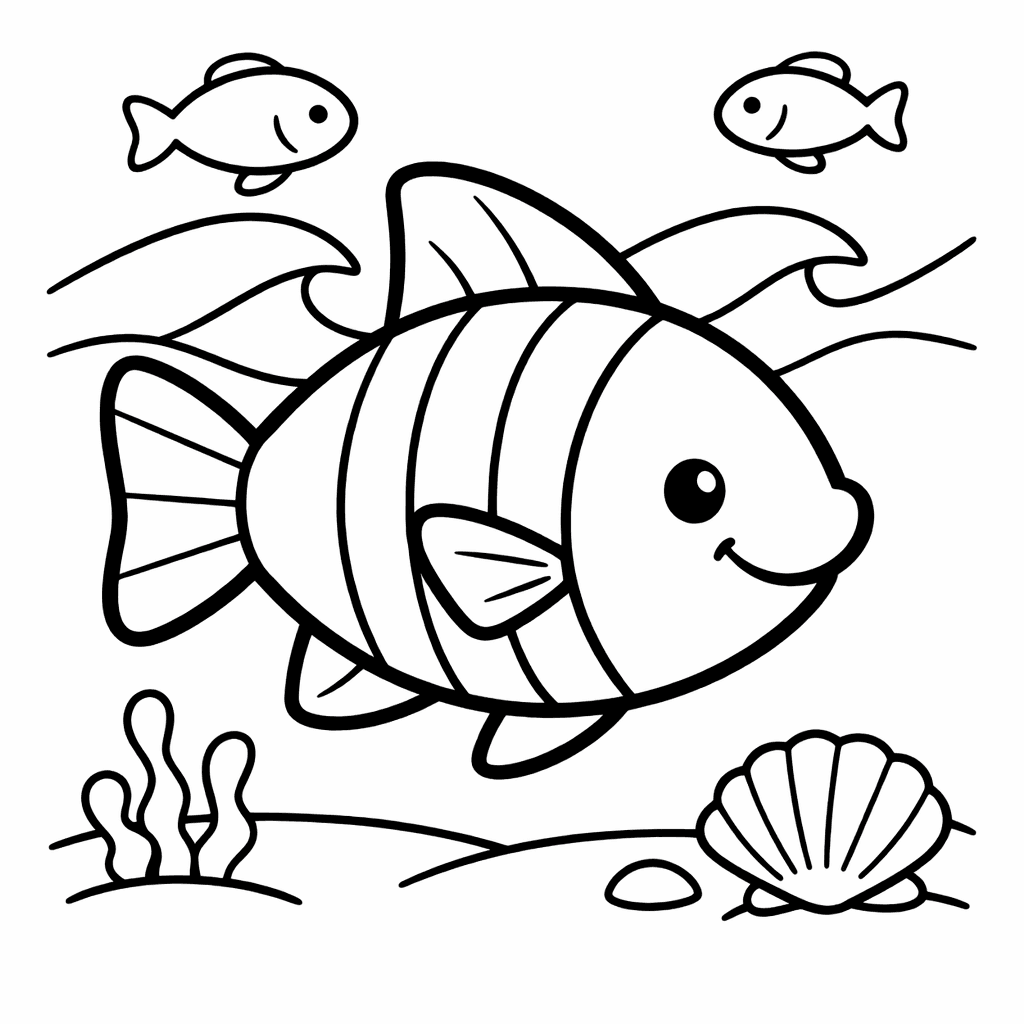 Fish Coloring Page — School Of Fish