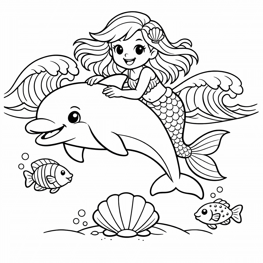 Mermaid Coloring Page — Mermaid Swimming