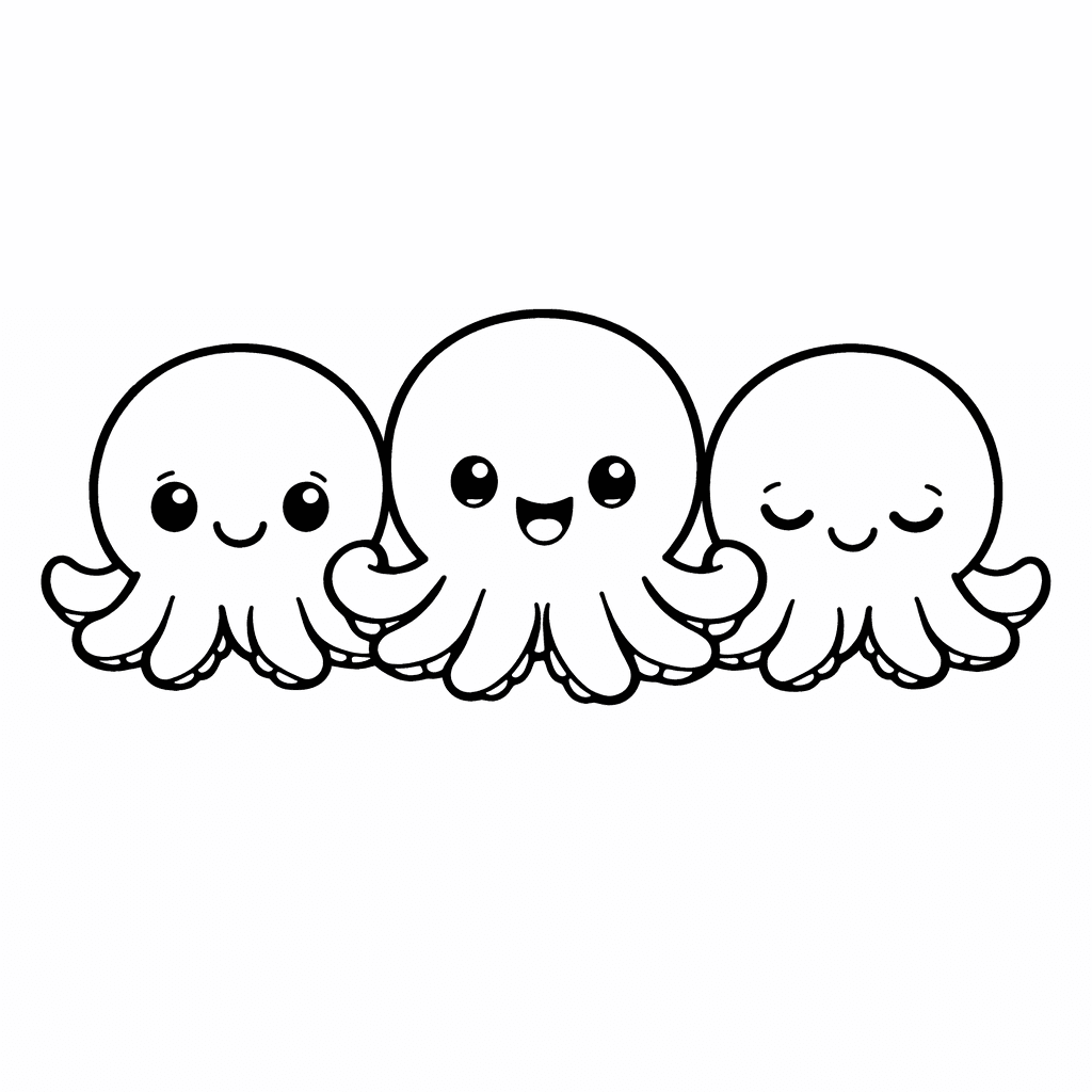 Octopus Coloring Page — Object Only: A Cute Octopus With Clean Outlines, No Background