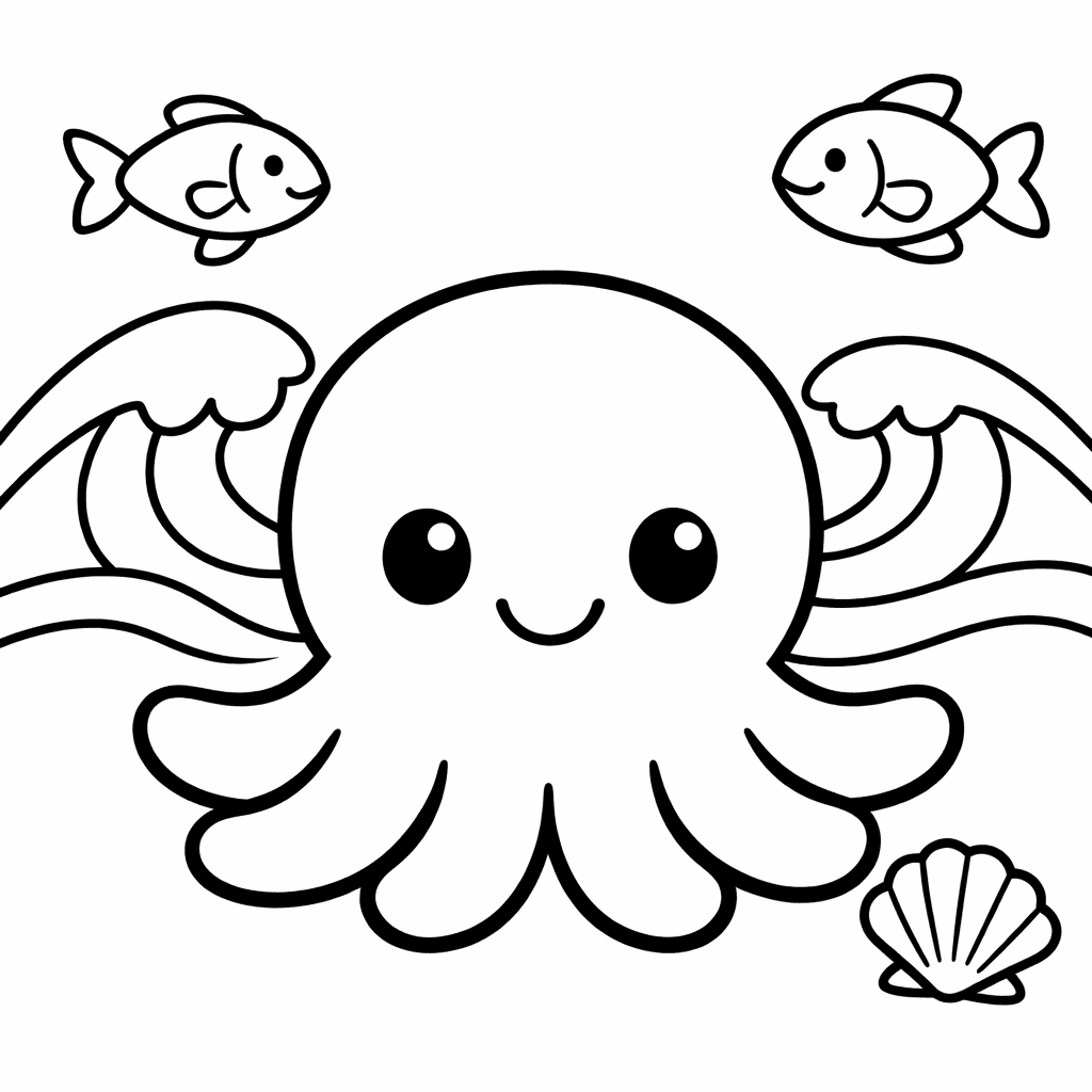 Octopus Coloring Page — Octopus And Treasure