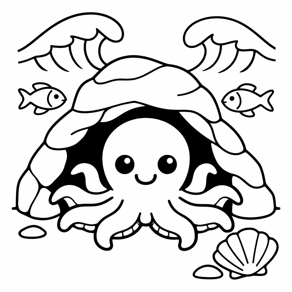 Octopus Coloring Page — Octopus Face